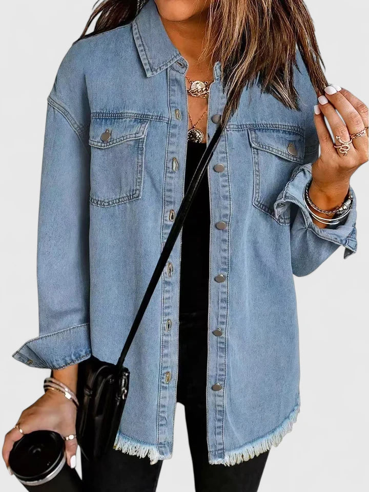 Women's Classic Button-Down Shirt Jacket - Versatile Everyday Layer