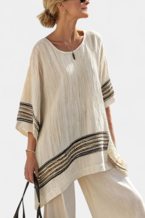 Women's Striped Linen Two-Piece Set - Breezy Summer Outfit