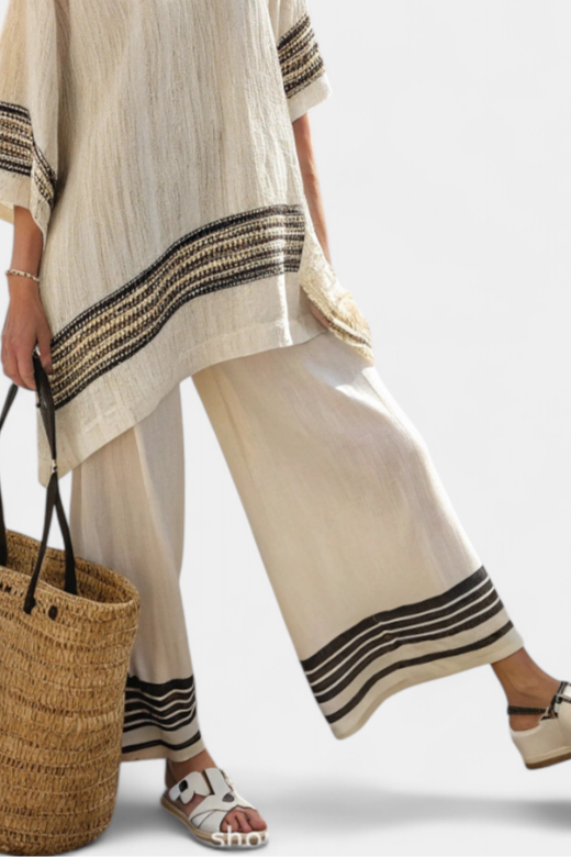 Women's Striped Linen Two-Piece Set - Breezy Summer Outfit