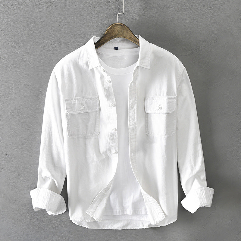 Men's Linen Shirt with Flap Pockets – Breathable All-Season Style