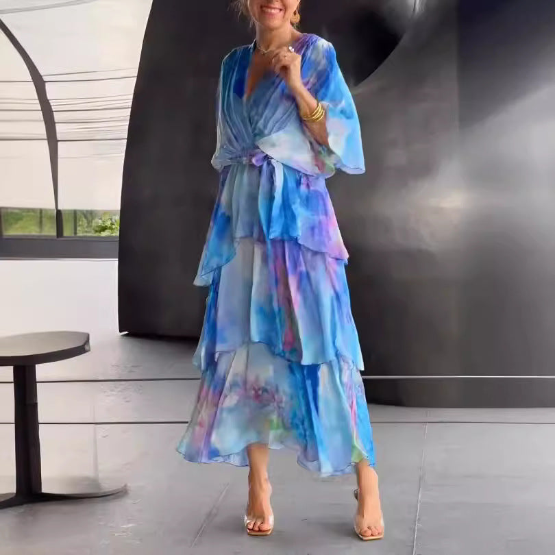 Women's Layered Floral Sun Dress - Effortless Summer Style