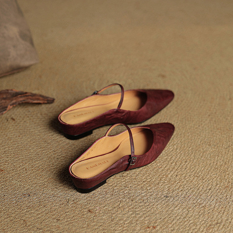 Women's Genuine Leather Pointed Mules - Effortless Work-to-Night Style