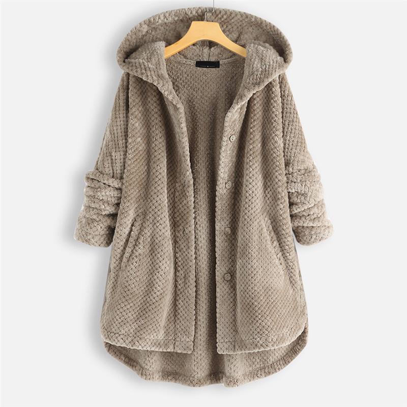 Women's Mira Plush Hooded Button Jacket - Cozy Warmth