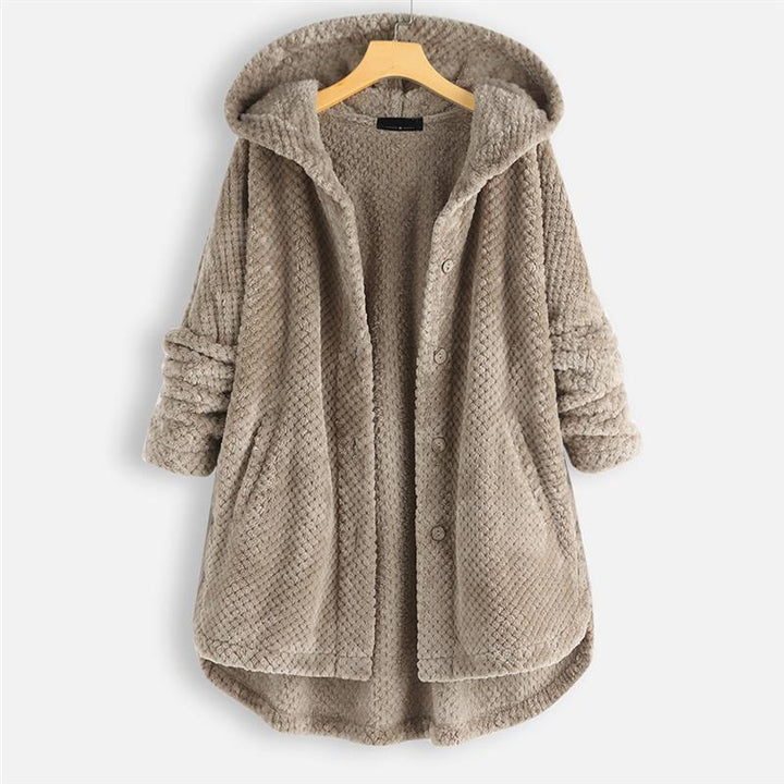 Women's Mira Plush Hooded Button Jacket - Cozy Warmth