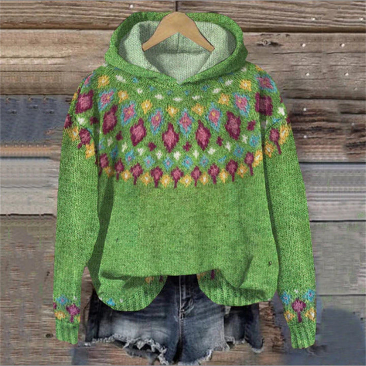 Women's Ethnic Print Retro Hoodie - Everyday Streetwear