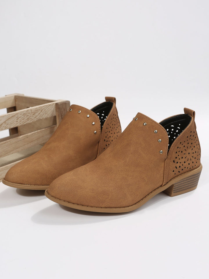 Women's Low Cut Perforated Ankle Boot with Studs - Everyday Style