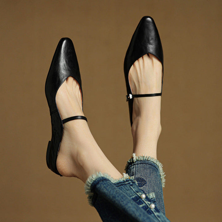 Women's Vintage Leather Mules - Classic Mary Jane Style