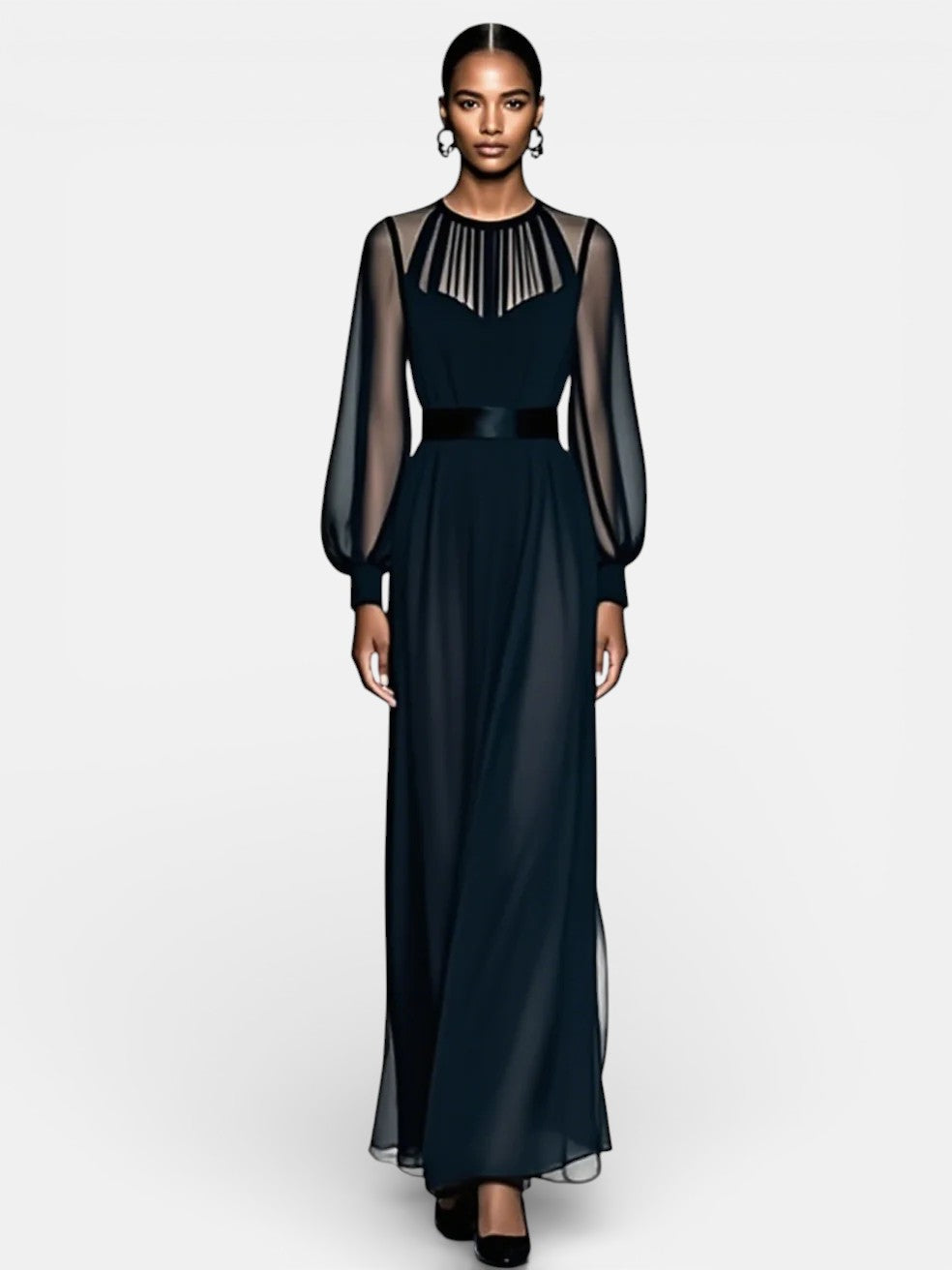 Women's Chiffon Elegant Maxi Dress - Effortless Evening Elegance