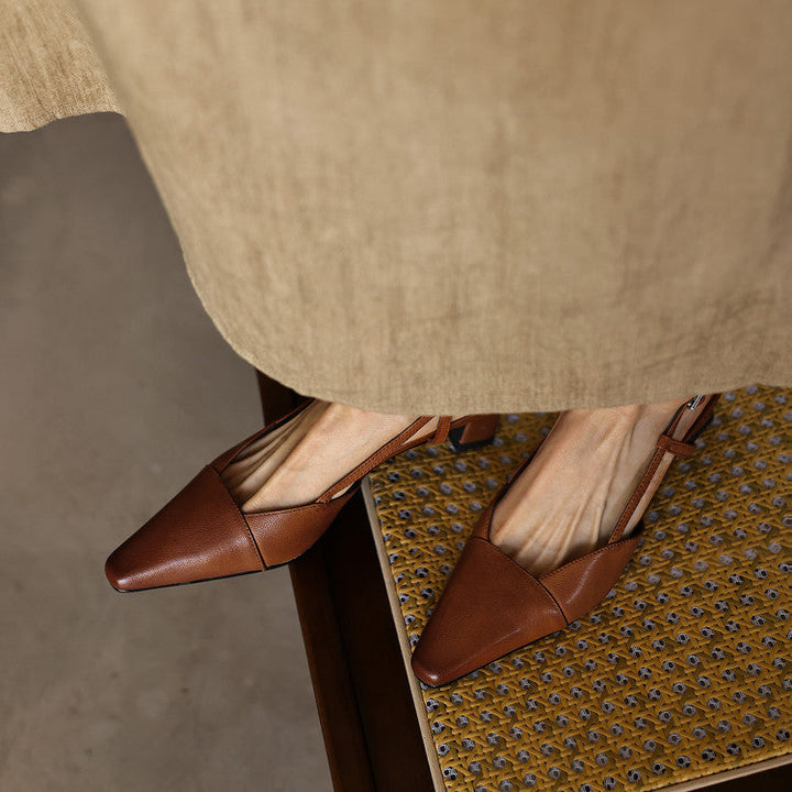 Women's Genuine Leather Slingback Heels - Polished All-Day Wear