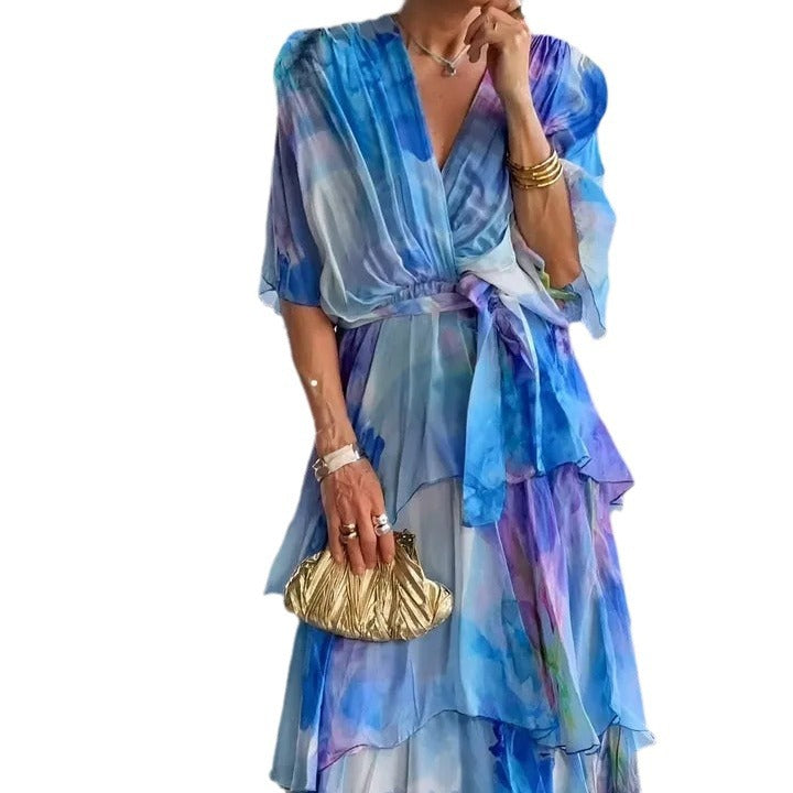 Women's Layered Floral Sun Dress - Effortless Summer Style