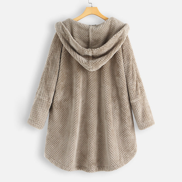 Women's Mira Plush Hooded Button Jacket - Cozy Warmth