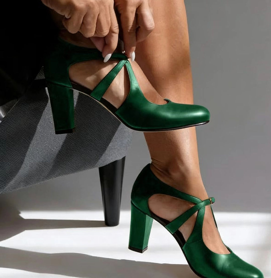 Women's Camille Genuine Leather Comfort Heels - All-Day Elegance