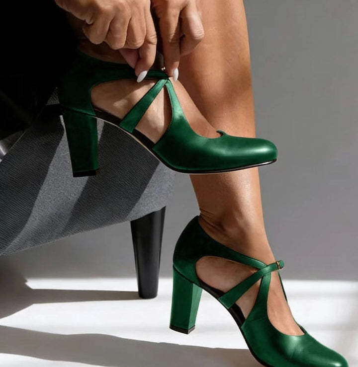 Women's Camille Genuine Leather Comfort Heels - All-Day Elegance