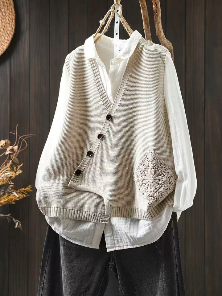 Women's Asymmetrical Button Knit Vest - Effortless Layering