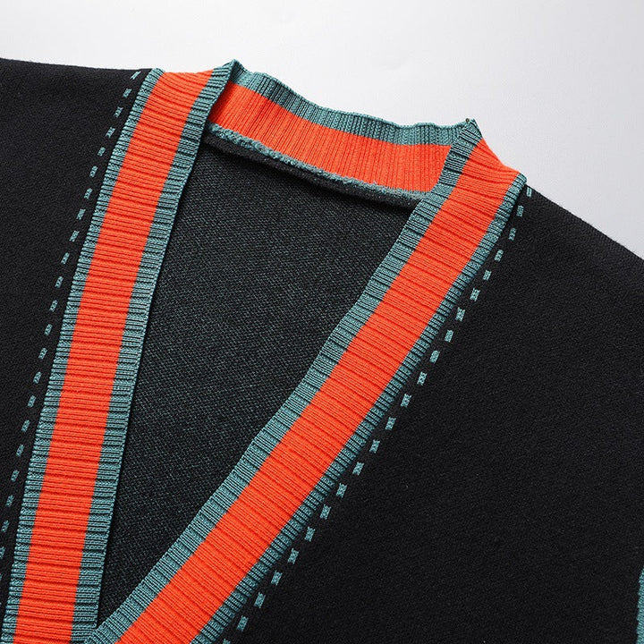 Men's Wool-Blend Cardigan – Contrast Trim Knit Jumper