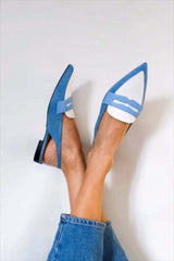 Women's Blue and White Slingback Loafers - Effortlessly Chic