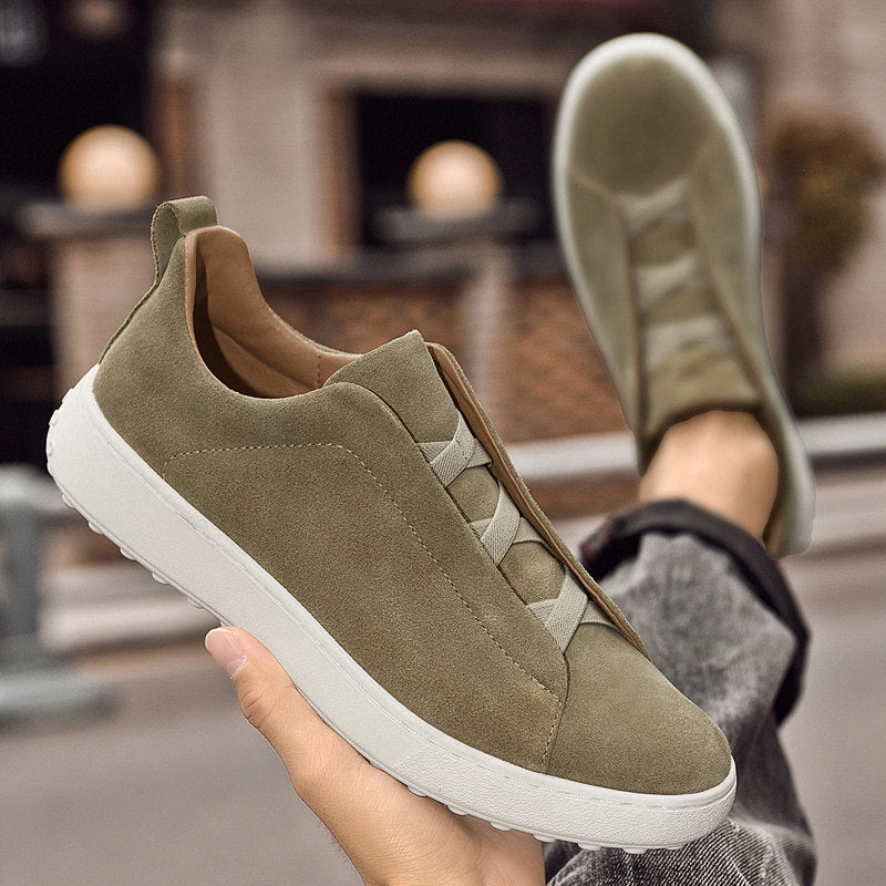 Men's Suede Trainers - Casual Low-Top Leather Sneakers