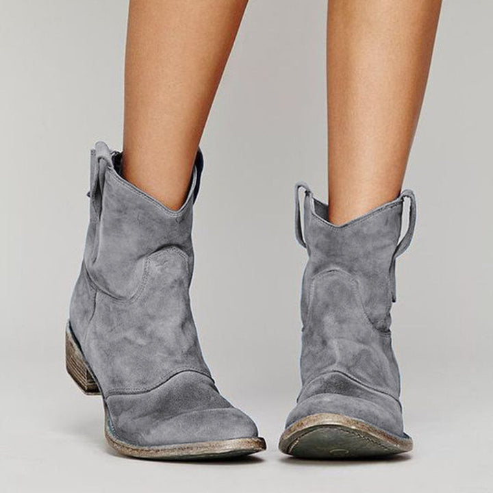 Women's Suede Ankle Boots - Western Charm & Everyday Elegance