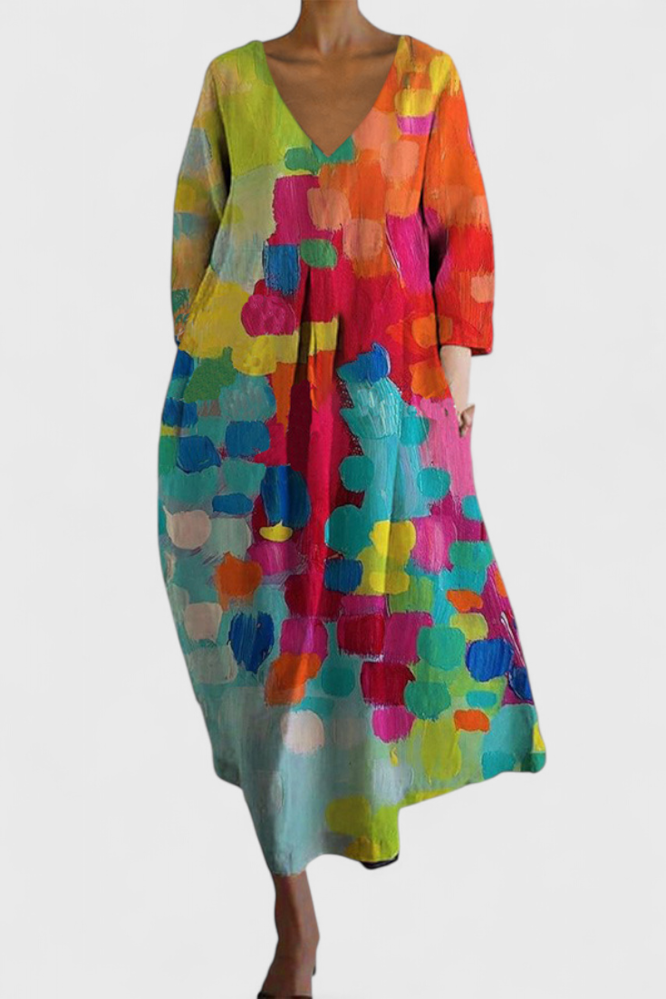 Women's Flowing V-Neck Dress - Your All-Day Comfort