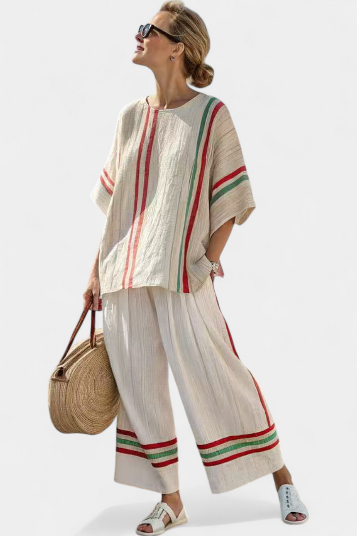 Women's Boho Print Blouse & Loose-Fit Pants Set - Easy Warm-Weather