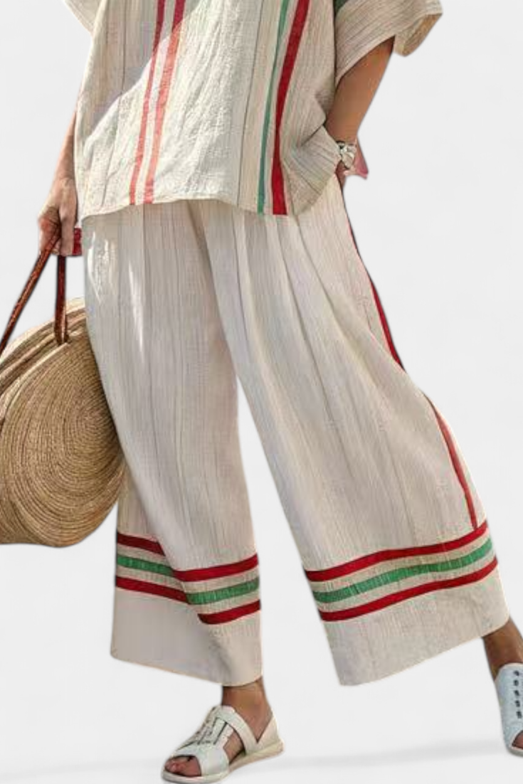 Women's Boho Print Blouse & Loose-Fit Pants Set - Easy Warm-Weather