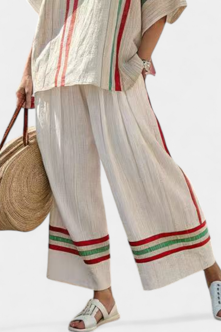 Women's Boho Print Blouse & Loose-Fit Pants Set - Easy Warm-Weather