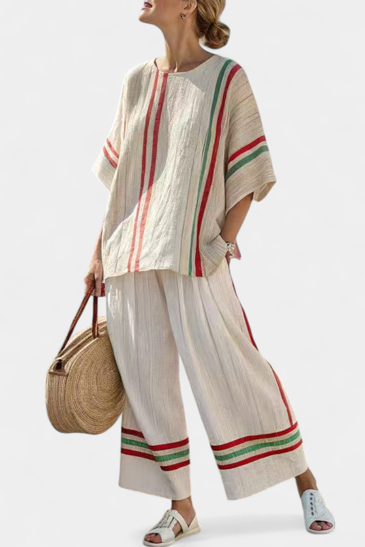 Women's Boho Print Blouse & Loose-Fit Pants Set - Easy Warm-Weather
