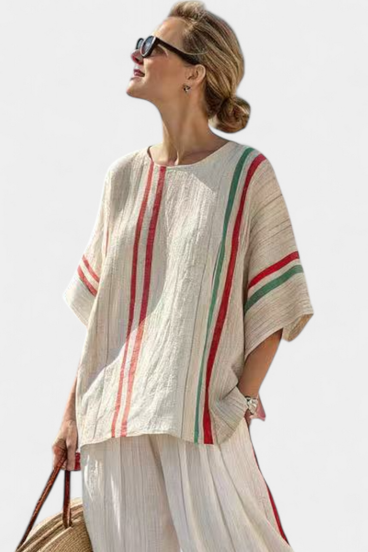 Women's Boho Print Blouse & Loose-Fit Pants Set - Easy Warm-Weather