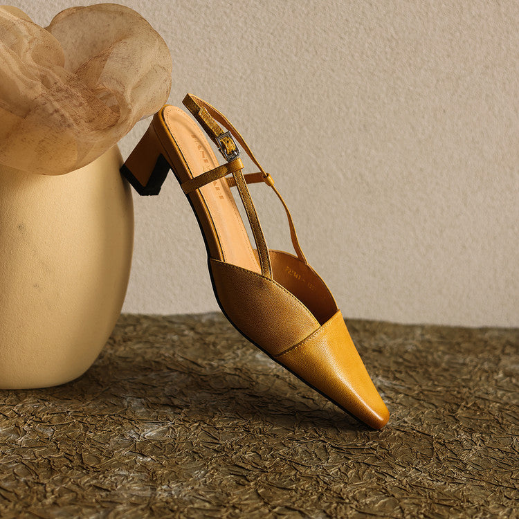Women's Genuine Leather Slingback Heels - Polished All-Day Wear