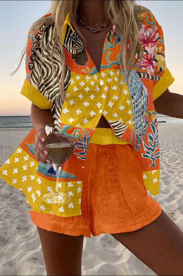 Women's Linen Polka Dot Two-Piece Set - Breezy Summer Outfit