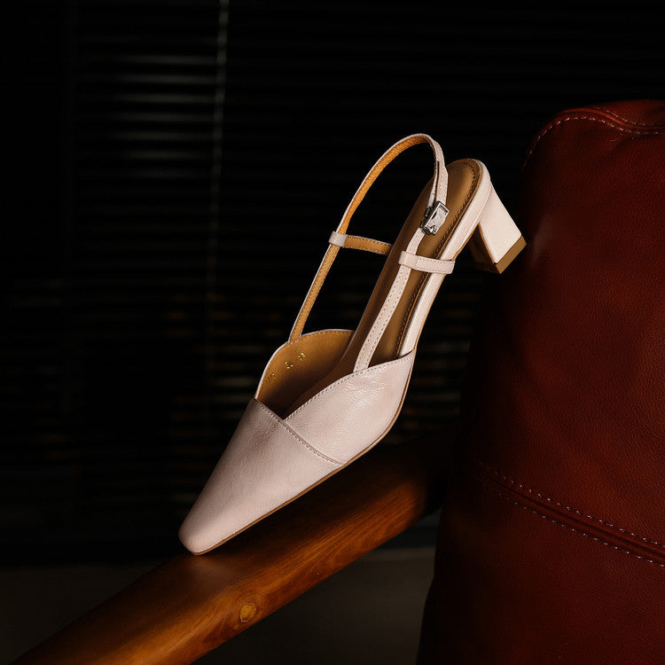 Women's Genuine Leather Slingback Heels - Polished All-Day Wear