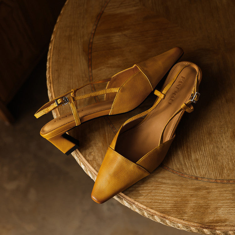 Women's Genuine Leather Slingback Heels - Polished All-Day Wear