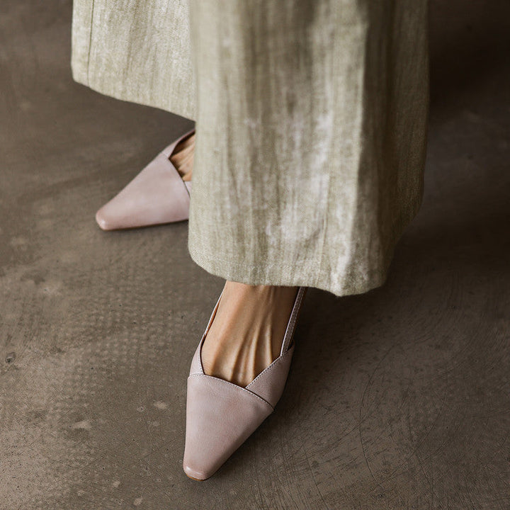 Women's Genuine Leather Slingback Heels - Polished All-Day Wear