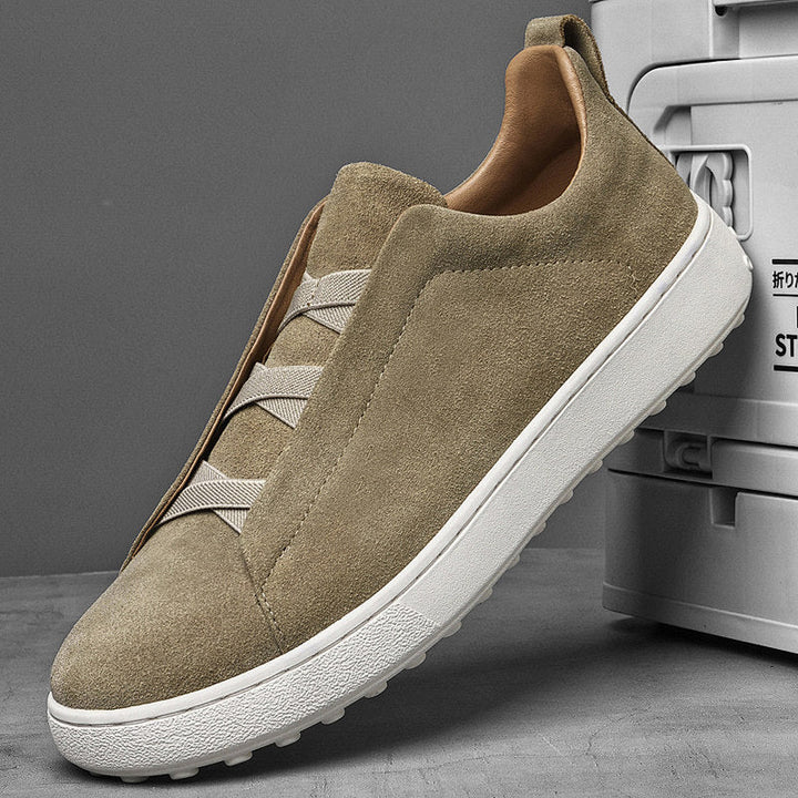 Men's Suede Trainers - Casual Low-Top Leather Sneakers