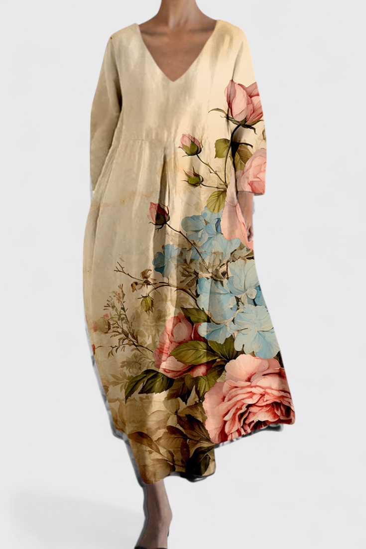 Women's Flowing V-Neck Dress - Your All-Day Comfort