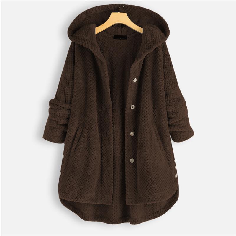 Women's Mira Plush Hooded Button Jacket - Cozy Warmth