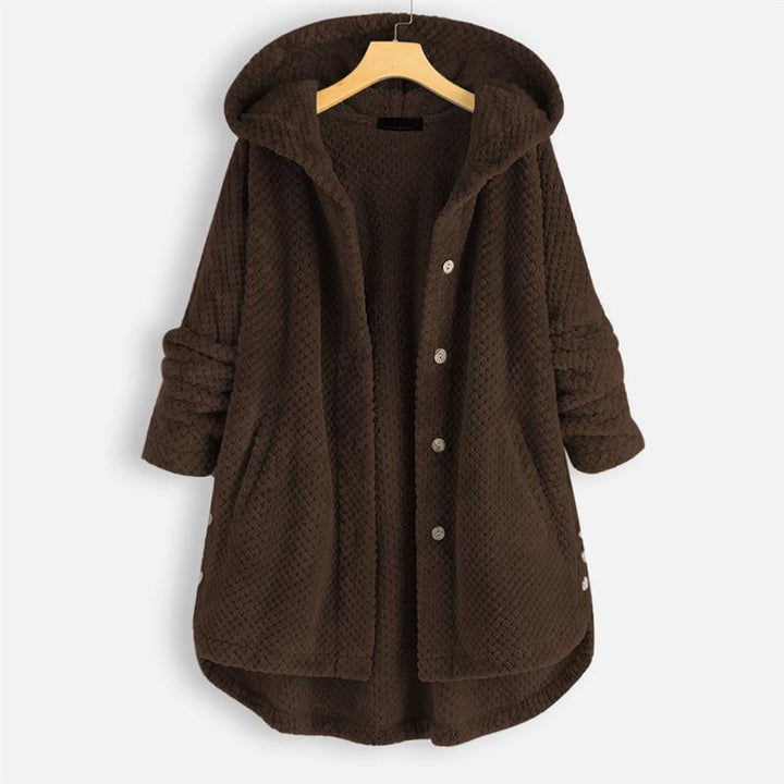 Women's Mira Plush Hooded Button Jacket - Cozy Warmth