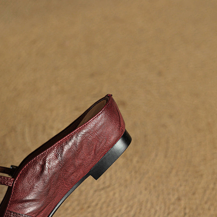 Women's Vintage Leather Mules - Classic Mary Jane Style