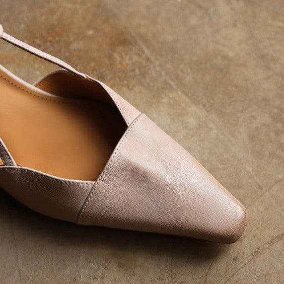 Women's Genuine Leather Slingback Heels - Polished All-Day Wear