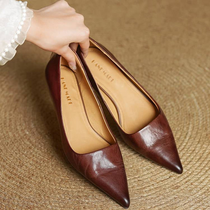 Women's Leonie Classic Pointed Toe Leather Heels - Everyday Elegance