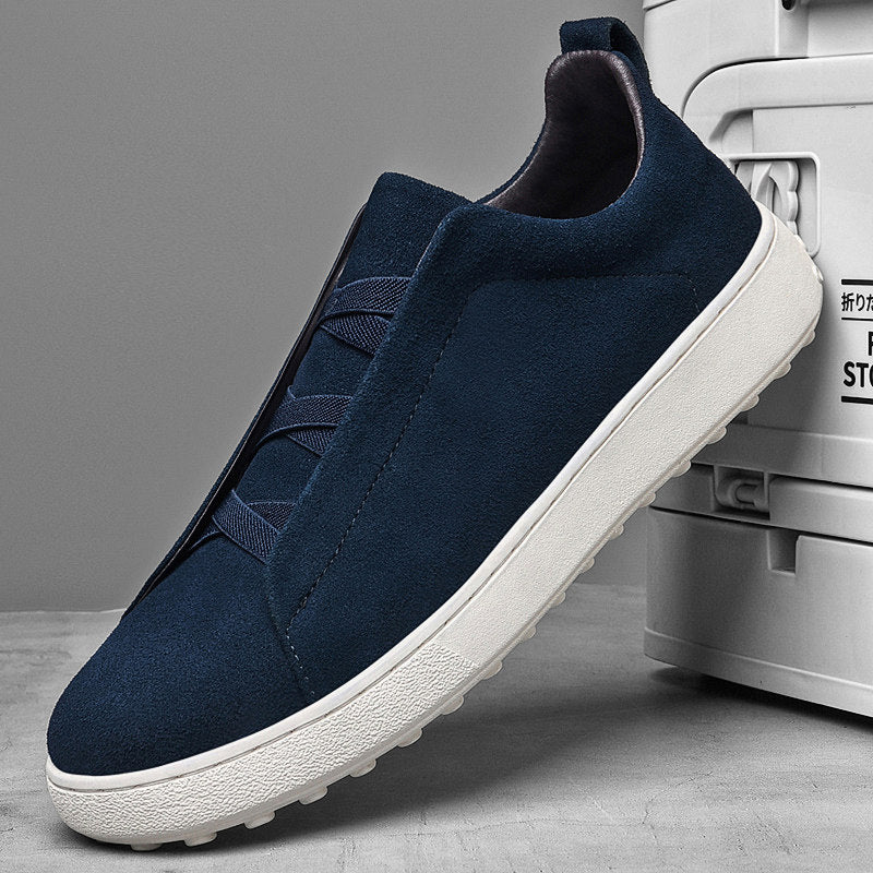 Men's Suede Trainers - Casual Low-Top Leather Sneakers
