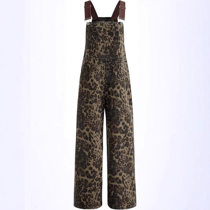 Women's Leopard Print Overalls - Effortless Edge with Every Step