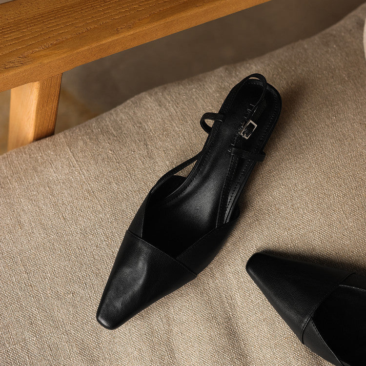 Women's Genuine Leather Slingback Heels - Polished All-Day Wear