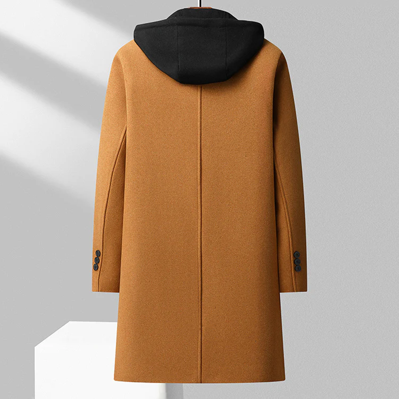 Men's Merino Wool Overcoat – Detachable Hood Winter Coat