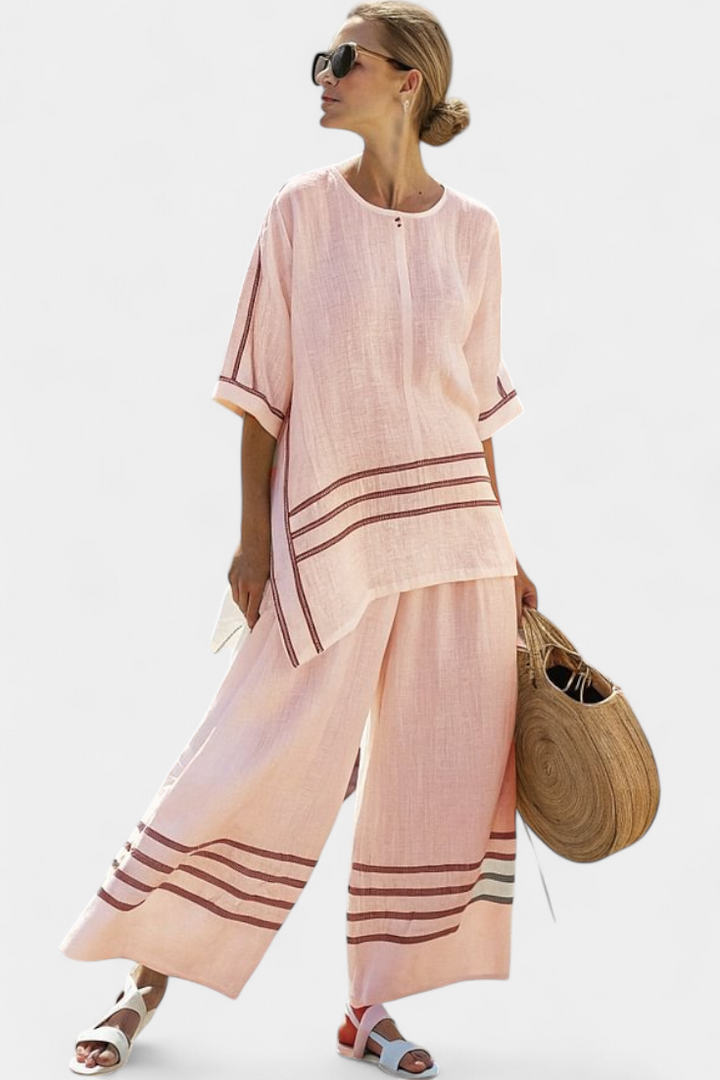 Women's Sophisticated Striped Two-Piece Set - Effortless Summer Chic