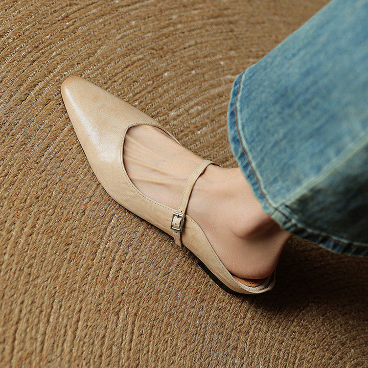 Women's Vintage Leather Mules - Classic Mary Jane Style