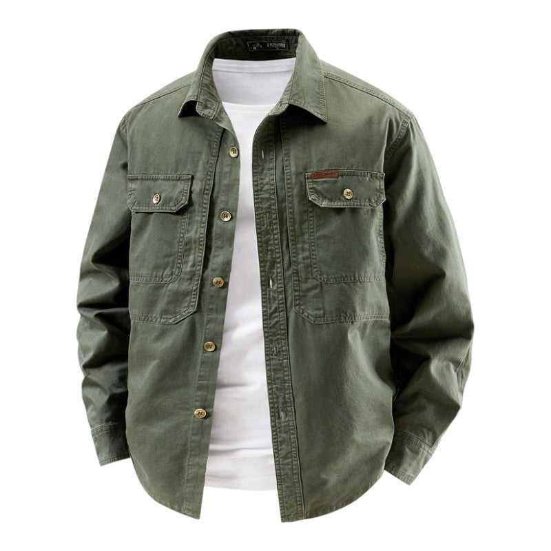 Men's Cotton Workwear Overshirt – Utility Shacket for Layering