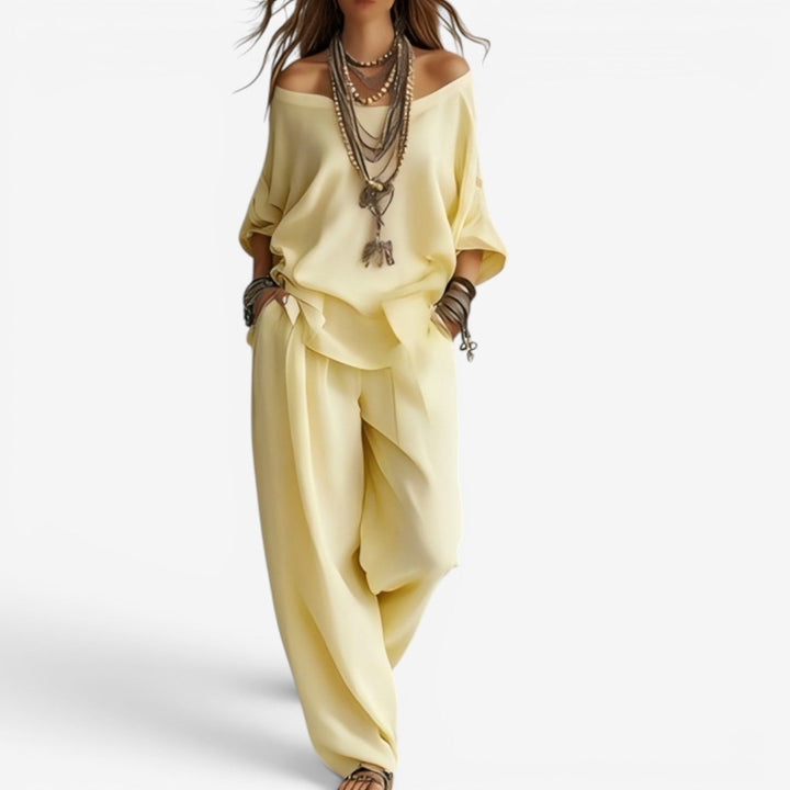 Women's Oversized Off-Shoulder Two-Piece Set - Effortless Elegance