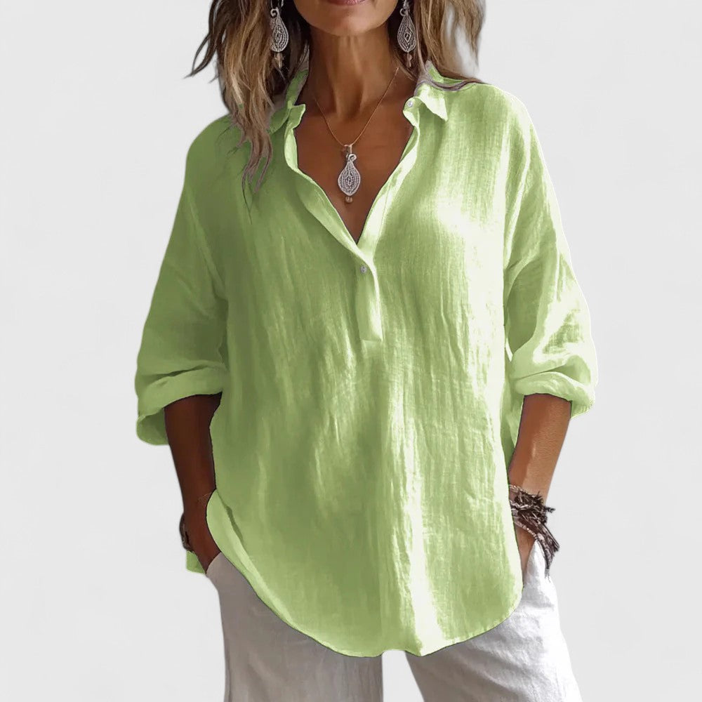 Women's Laid-Back Chic Blouse - Relaxed Yet Refined