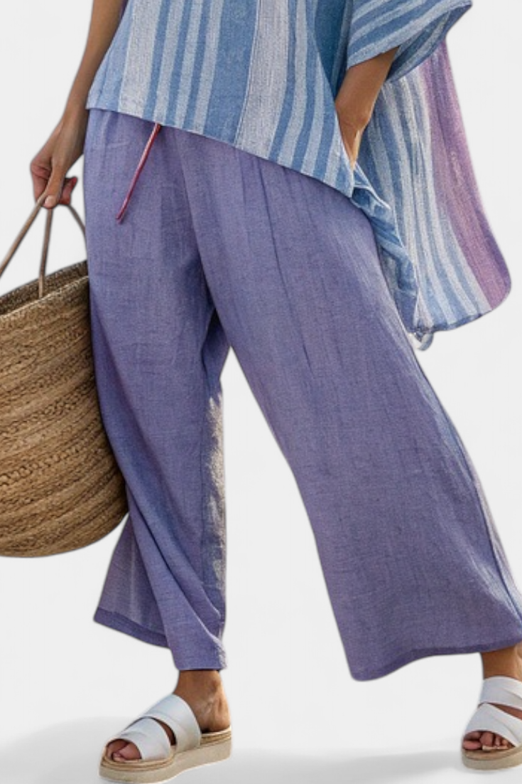 Women's Striped Linen Two-Piece Set - Breezy Summer Style